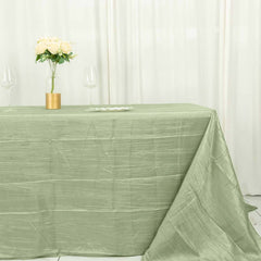 Taffeta 90"x132" Rectangle Tablecloth Sage Green - Seamless Accordion Crinkle Table Cover