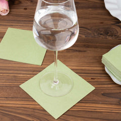 20-Pack Paper Linen-Like Cocktail Napkins Sage Green - Disposable 5"x5" Airlaid Soft Napkins