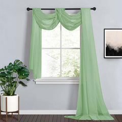 18ft Sage Green Sheer Organza Wedding Arch Drapery Fabric, Window Scarf Valance