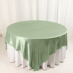 Satin 90"x90" Table Overlay Square Tablecloth Sage Green - Smooth Finish Table Topper