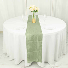 Taffeta 12"x108" Table Runner Sage Green - Accordion Crinkle Design