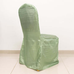 Crinkle Crushed Taffeta Chair Cover for Banquet Chairs Sage Green - Reusable Slipcover