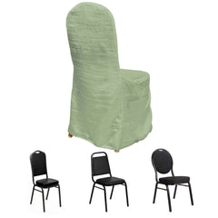 Crinkle Crushed Taffeta Chair Cover for Banquet Chairs Sage Green - Reusable Slipcover