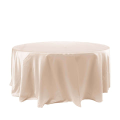 Satin 120" Round Tablecloth Beige - Stylish Seamless Table Cover