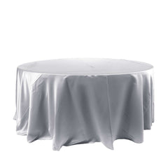 Satin 120" Round Tablecloth Silver - Stylish Seamless Table Cover