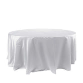 Satin 120" Round Tablecloth White - Stylish Seamless Table Cover for Weddings & Events