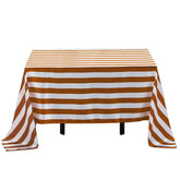 Satin 60"x102" Rectangle Tablecloth Gold/White - Stripe Design with Stylish Smooth Finish Table Cover