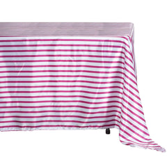 Satin 60"x102" Rectangle Tablecloth White/Fuchsia - Stripe Design with Silky Smooth Finish Table Cover