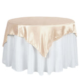 Satin 60"x60" Table Overlay Square Tablecloth Beige - Smooth Silky Touch Table Cover