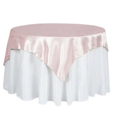 Satin 60"x60" Table Overlay Square Tablecloth Blush - Smooth Silky Touch Table Cover