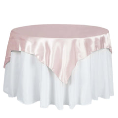 Satin 60"x60" Table Overlay Square Tablecloth Blush - Smooth Silky Touch Table Cover