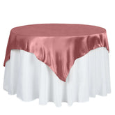 Satin 60"x60" Table Overlay Square Tablecloth Cinnamon Rose - Smooth Silky Touch Table Cover