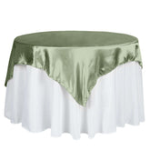 Satin 60"x60" Table Overlay Square Tablecloth Dusty Sage Green - Smooth Silky Touch Table Cover