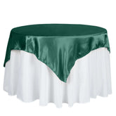 Satin 60"x60" Table Overlay Square Tablecloth Hunter Emerald Green - Smooth Silky Touch Table Cover