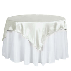 Satin 60"x60" Table Overlay Square Tablecloth Ivory - Smooth Silky Touch Table Cover