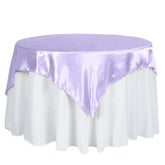 Satin 60"x60" Table Overlay Square Tablecloth Lavender Lilac - Smooth Silky Touch Table Cover