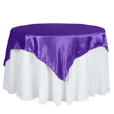 Satin 60"x60" Table Overlay Square Tablecloth Purple - Smooth Silky Touch Table Cover