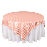 Satin 72"x72" Table Overlay Square Tablecloth Dusty Rose - Stripe Table Topper