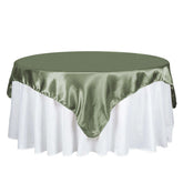 Satin 72"x72" Table Overlay Square Tablecloth Dusty Sage Green - Smooth Finish Table Cover