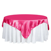 Satin 72"x72" Table Overlay Square Tablecloth Fuchsia - Smooth Finish Table Cover