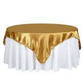 Satin 72"x72" Table Overlay Square Tablecloth Gold - Smooth Finish for Luxurious Events