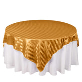 Satin 72"x72" Table Overlay Square Tablecloth Gold - Stripe Table Topper