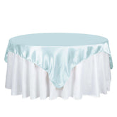 Satin 72"x72" Table Overlay Square Tablecloth Light Blue - Smooth Finish Table Cover