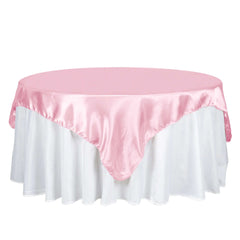 Satin 72"x72" Table Overlay Square Tablecloth Pink - Smooth Finish Table Cover