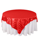 Satin 72"x72" Table Overlay Square Tablecloth Red - Stripe Table Topper