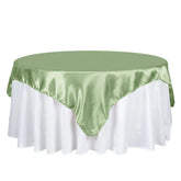 Satin 72"x72" Table Overlay Square Tablecloth Sage Green - Smooth Finish Table Cover