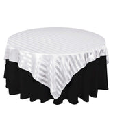 Satin 72"x72" Table Overlay Square Tablecloth White - Stripe Design for Stylish Celebrations
