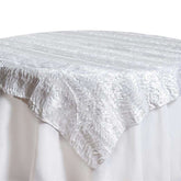 Satin 72"x72" Table Overlay White - Crushed 3D Wavy Table Topper