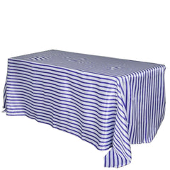 Satin 90"x132" Rectangle Tablecloth White/Purple - Stripe Design with Seamless Smooth Finish Table Cover