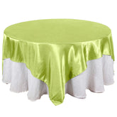Satin 90"x90" Table Overlay Square Tablecloth Apple Green - Smooth Finish Table Topper