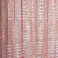8ftx8ft Rose Gold Geometric Sequin Event Curtain Drapes with Satin Backing, Seamless Opaque Sparkly Backdrop Event Panel in Diamond Glitz Pattern