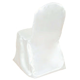 Satin Chair Covers for Banquet Chairs Ivory with Glossy Finish - Reusable Slipcovers