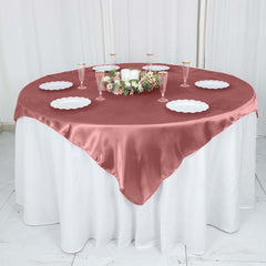 Satin 60"x60" Table Overlay Square Tablecloth Cinnamon Rose - Smooth Silky Touch Table Cover