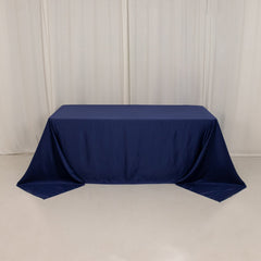 Lamour Satin 90"x132" Rectangle Tablecloth Navy Blue - Soft & Silk-Like Seamless Table Cover