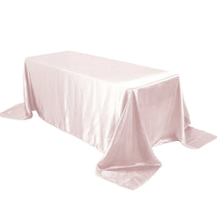 Satin Rectangular 90"x132" Tablecloth Blush Satin - Seamless Table Cover