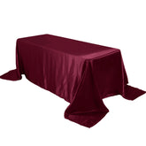 Satin Rectangular 90"x132" Tablecloth Burgundy Satin - Seamless Table Cover
