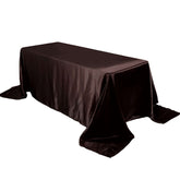 Satin Rectangular 90"x132" Tablecloth Chocolate Satin - Seamless Table Cover