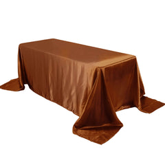 Satin Rectangular 90"x132" Tablecloth Cinnamon Brown Satin - Seamless Table Cover