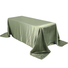 Satin Rectangular 90"x132" Tablecloth Dusty Sage Green Satin - Seamless Table Cover