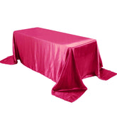 Satin Rectangular 90"x132" Tablecloth Fuchsia Satin - Seamless Table Cover