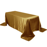 Satin Rectangular 90"x132" Tablecloth Gold Satin - Seamless Stylish Table Cover for Weddings and Parties