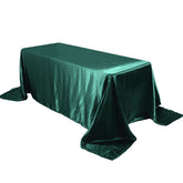 Satin Rectangular 90"x132" Tablecloth Hunter Emerald Green Satin - Seamless Table Cover