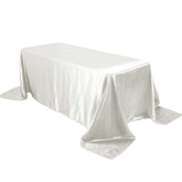 Satin Rectangular 90"x132" Tablecloth Ivory Satin - Seamless Table Cover