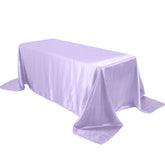 Satin Rectangular 90"x132" Tablecloth Lavender Lilac Satin - Seamless Table Cover