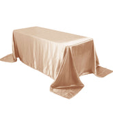 Satin Rectangular 90"x132" Tablecloth Nude Satin - Seamless Table Cover