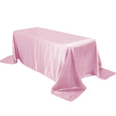 Satin Rectangular 90"x132" Tablecloth Pink Satin - Seamless Table Cover